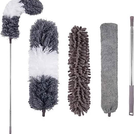 4-Pieces: Reusable Bendable Dusters with Extension Pole