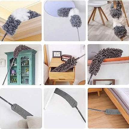 4-Pieces: Reusable Bendable Dusters with Extension Pole