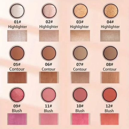 4-Pieces: Waterproof Cream Contour and Highlighter Kit with Brush