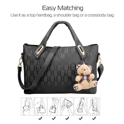 4-Pieces: Women Leather Handbag