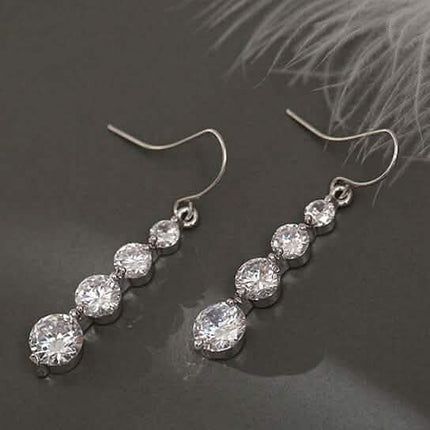 4 Row Graduated Crystal Drop Earrings