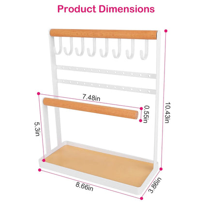 4-Tier Tabletop Wooden Jewelry Display Stand