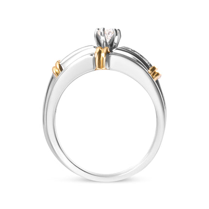 14K Yellow and White Gold 1/3 Cttw Marquise Diamond Cocktail Engagement Ring Set (H-I Color, SI1-SI2 Clarity) - Size 7