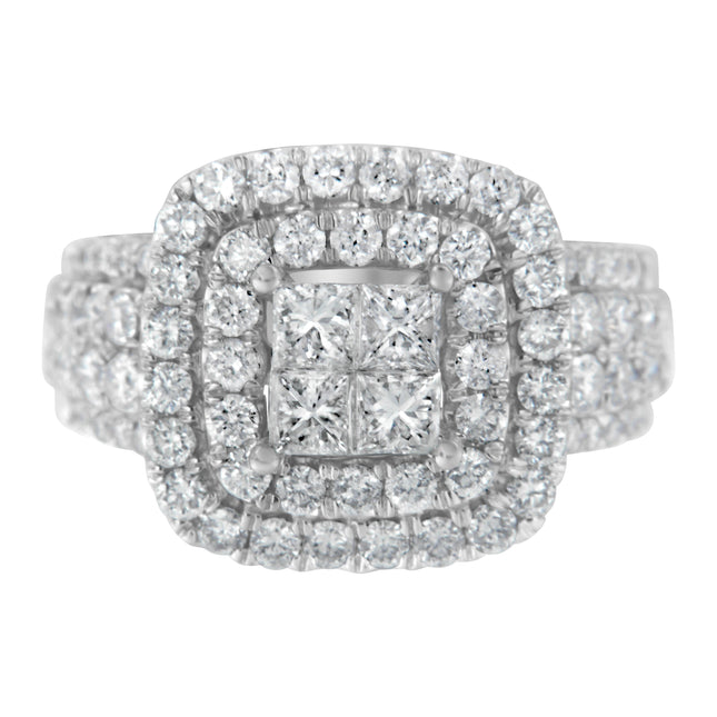 14KT White Gold Round and Princess Diamond Ring (2 1/4 cttw, H-I Color, SI1-SI2 Clarity)