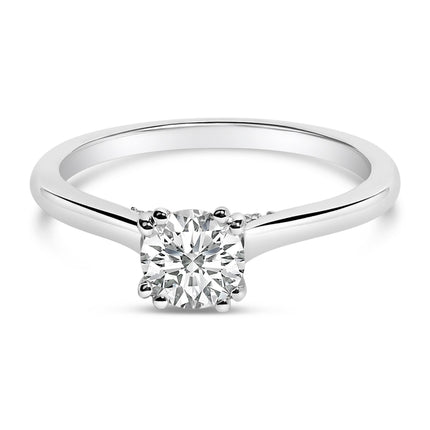 14K White Gold 7/8 Cttw Lab Grown Diamond Solitaire Cathedral Style Engagement Ring (F-G Color, VS1-VS2 Clarity) - Size 5