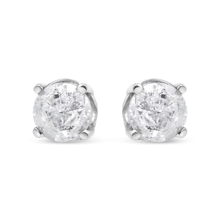 14K White Gold 3/4 Cttw Lab Grown Diamond 4-Prong Classic Stud Earrings (F-G Color, VS2-SI1 Clarity)