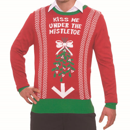 Forum Novelties Festive Ugly Christmas Sweater Kiss Me Mistletoe LG
