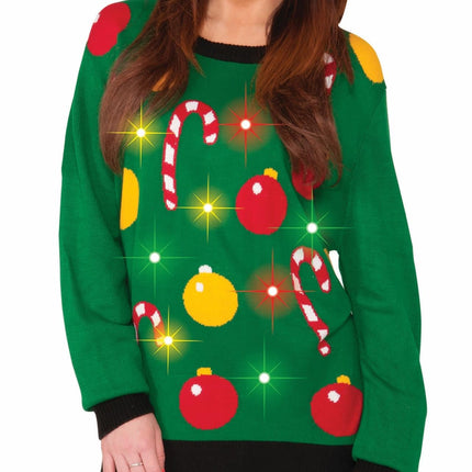 Festive Tis The Season LIGHT UP Ugly Christmas Sweater MD