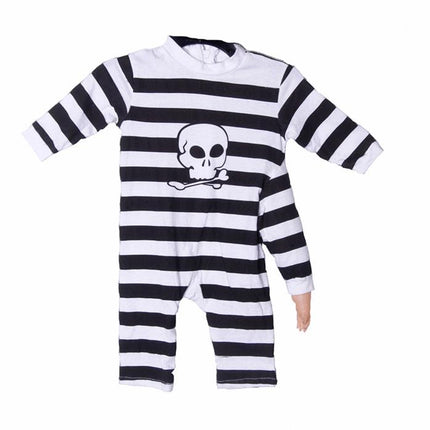 Three Arm Baby Costume Black and White Striped Jumpsuit 12 Months