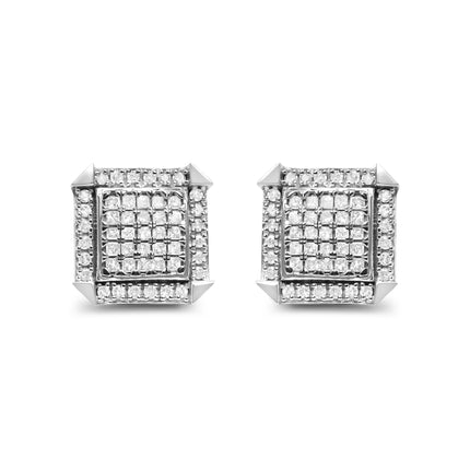 10K White Gold 1.0 Cttw Diamond  Composite with Halo Stud Earrings (H-I Color, I1-I2 Clarity)