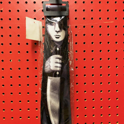 Black Necktie Girl Holding Knife Silhouette Halloween