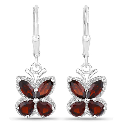 2.60 Carat Genuine Garnet .925 Sterling Silver Earrings