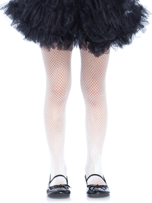 Children's Fishnet Tights - White - MEDIUM