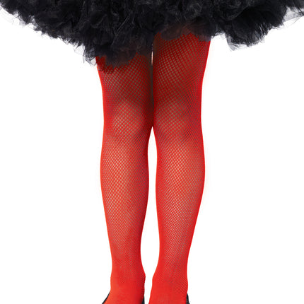 Children's Fishnet Tights - Red - SMALL