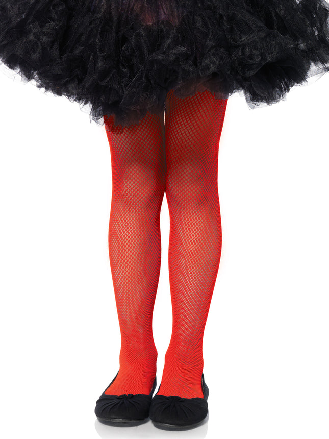 Children's Fishnet Tights - Red - SMALL