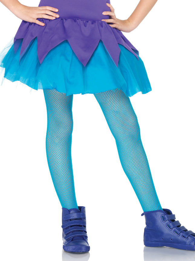 Children's Fishnet Tights - Neon Blue - X-LARGE