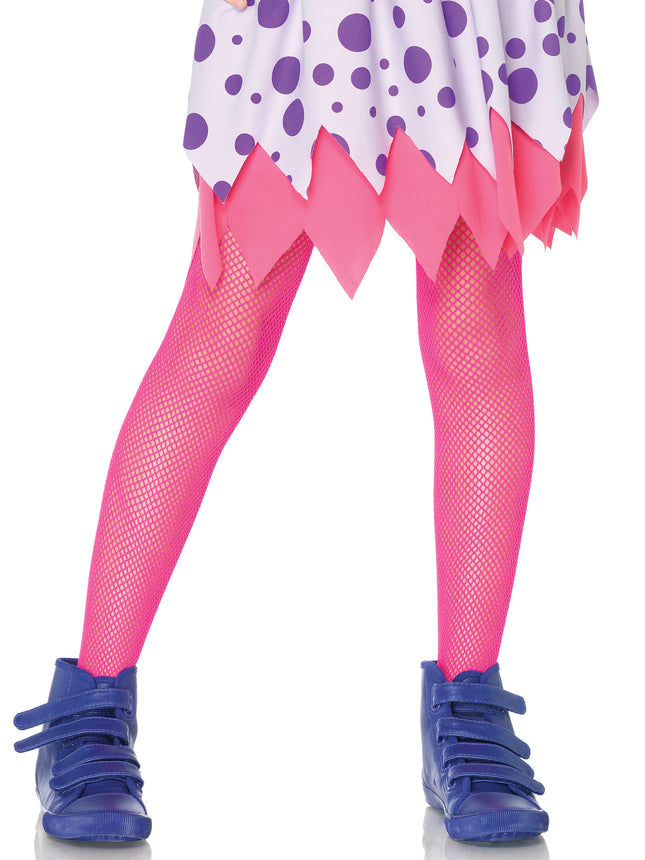 Children's Fishnet Tights - Neon Pink - X-LARGE