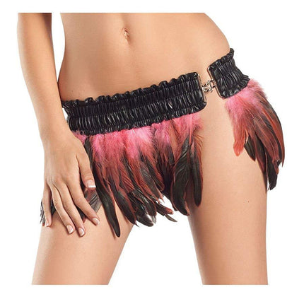 Black and Bubble Gum Pink Feathered MIni Skirt SM/MD