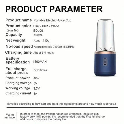 40w Portable Small Charging Juicer Cup