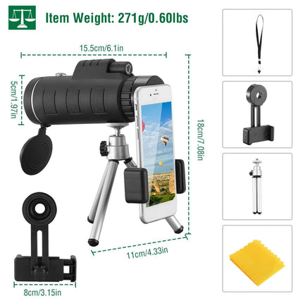 40x60 HD Optical Monocular Telescope with FMC Lens