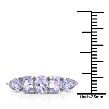 2.33 Carat Genuine Tanzanite .925 Sterling Silver Ring