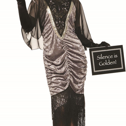 Silver Silent Movie Gray 1920's Flapper Adult Standard Size Costume