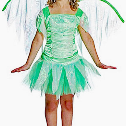 Lime Green Fantasy Fairy Child Costume with Wings 7-10