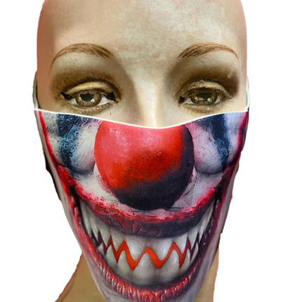 Reusable Halloween Face Cover Evil Clown Design Scary Face Mask
