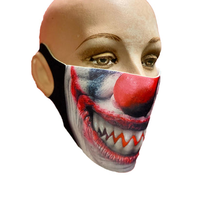 Reusable Halloween Face Cover Evil Clown Design Scary Face Mask