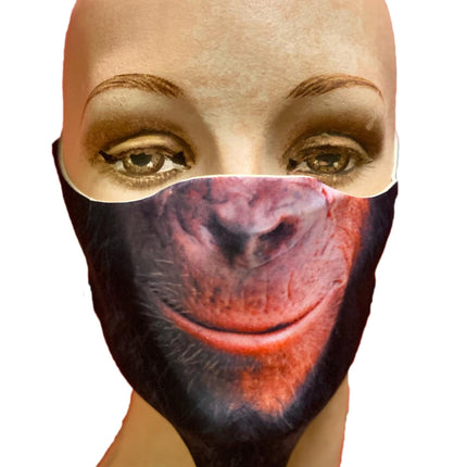Child Reusable Halloween Face Cover Monkey Chimpanzee Design Cute Face Mask