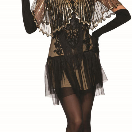 Black Roaring 20's Sequin Shawl Flapper Costume Accessory