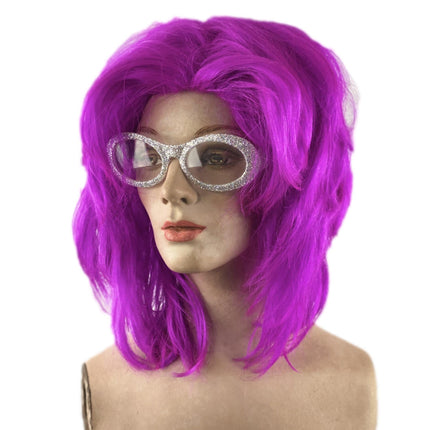 Magenta Work It Girl Drag Queen Pink Purple Layered Shaggy Sassy Mid Length Wig