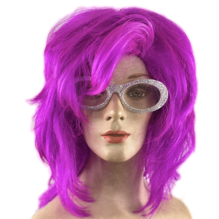 Magenta Work It Girl Drag Queen Pink Purple Layered Shaggy Sassy Mid Length Wig