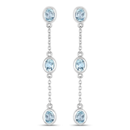 2.16 Carat Genuine Blue Topaz .925 Sterling Silver Earrings