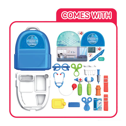 16 Piece Medical Center Play Center Backpack Playset