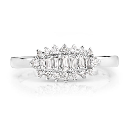 0.37 Carat Genuine White Diamond 14K White Gold Ring (E-F Color, VS-SI Clarity)