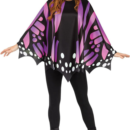 Purple Butterfly Poncho Women's Costume Accessory