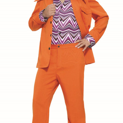 60s 70s Retro Orange Adult Leisure Suit Brady Bunch Costume