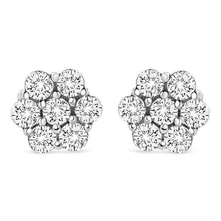 14K White Gold 1/2 cttw Round-Cut Diamond Floral Stud Earrings (I-J Color, SI2-I1 Clarity)