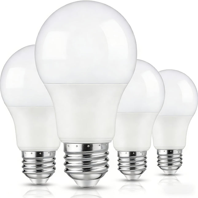 4-Pack A19 LED Light Bulbs, 60W Equivalent, Soft White or Cool Daylight, E26 Base, Non-Dimmable