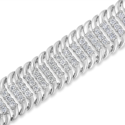14K White Gold 5.0 Cttw Round Brilliant Cut Diamond 7" S Wave Serpentine Tennis Bracelet (H-I Color, I1-I2 Clarity)