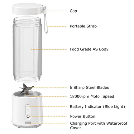 450ml Rechargeable Fruit Blender with 6 Blades