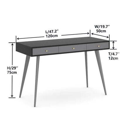 47" Home Office Desk with 3 Drawers