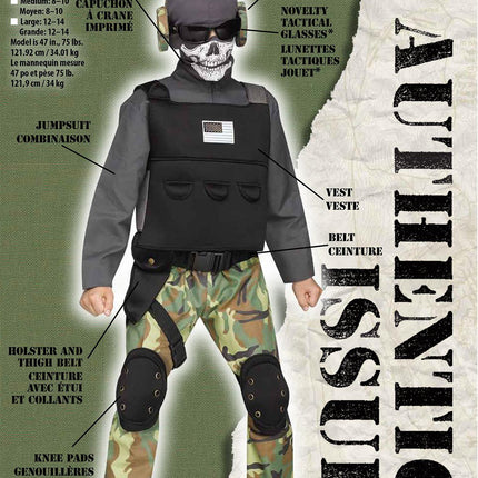 Skull Soldier Soldier Crane Military Child Costume