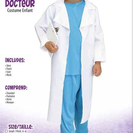 Doctor Child Surgeon Costume Lab Coat Size Small 4-6