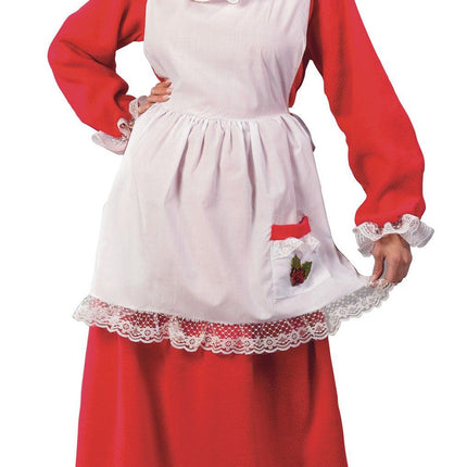 Mrs. Clause Christmas Santa Red Dress and Apron Adult Costume