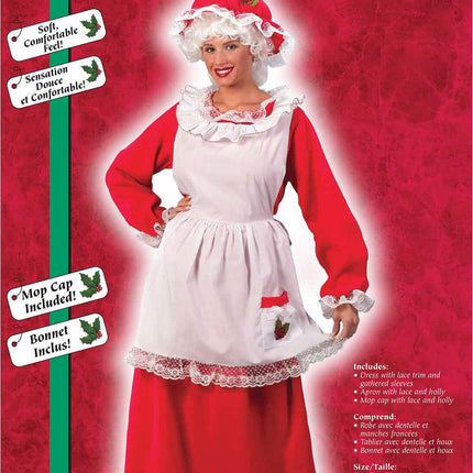 Mrs. Clause Christmas Santa Red Dress and Apron Adult Costume