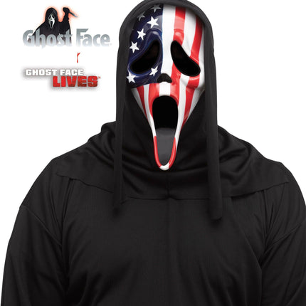 Fun World Scream Ghost Face Patriotic American Flag Vinyl Character Costume Mask