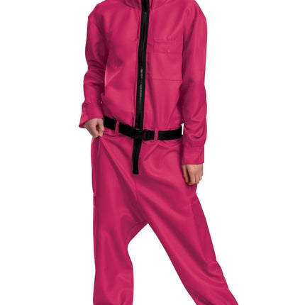 Squid Games Triangle Guard Jumpsuit and Mask Costume Adult Large/X-Large