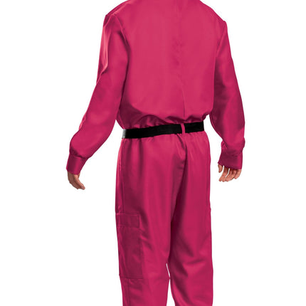 Squid Games Triangle Guard Jumpsuit and Mask Costume Adult Large/X-Large